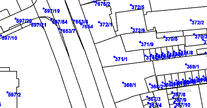 Parcela st. 371 v KÚ Prostějov, Katastrální mapa