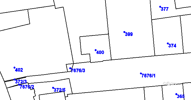 Parcela st. 400 v KÚ Prostějov, Katastrální mapa