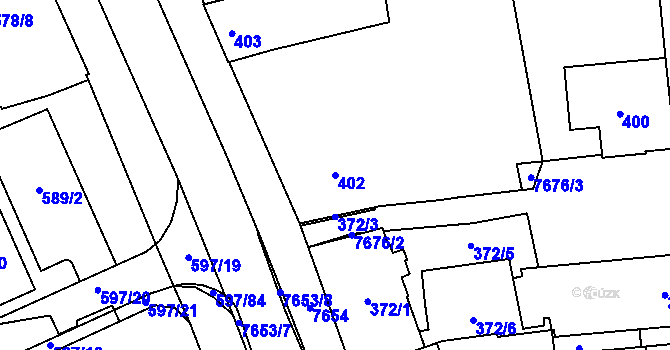 Parcela st. 402 v KÚ Prostějov, Katastrální mapa