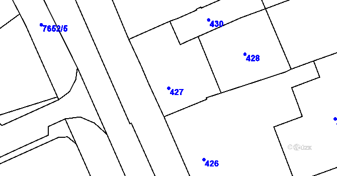 Parcela st. 427 v KÚ Prostějov, Katastrální mapa