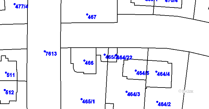 Parcela st. 465/2 v KÚ Prostějov, Katastrální mapa