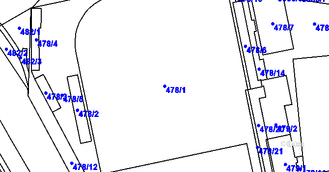 Parcela st. 478/1 v KÚ Prostějov, Katastrální mapa