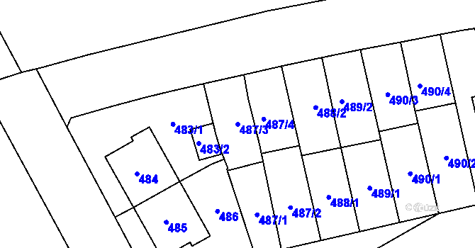 Parcela st. 487/3 v KÚ Prostějov, Katastrální mapa