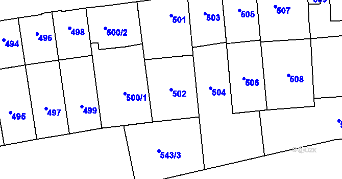 Parcela st. 502 v KÚ Prostějov, Katastrální mapa