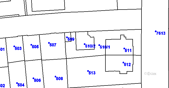Parcela st. 510/2 v KÚ Prostějov, Katastrální mapa
