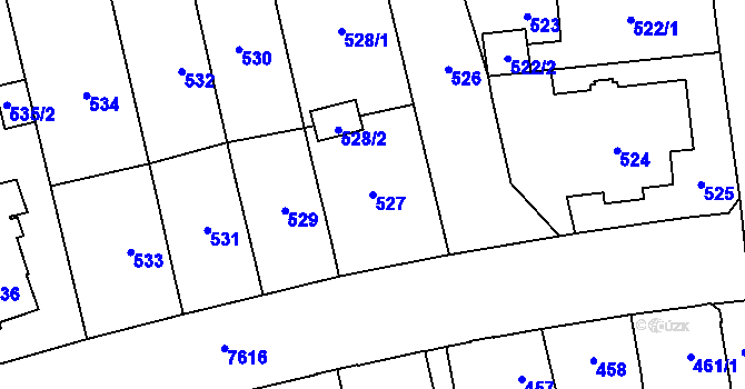 Parcela st. 527 v KÚ Prostějov, Katastrální mapa