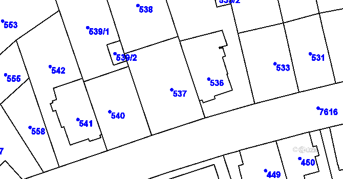 Parcela st. 537 v KÚ Prostějov, Katastrální mapa