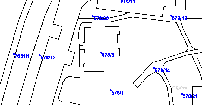 Parcela st. 578/3 v KÚ Prostějov, Katastrální mapa