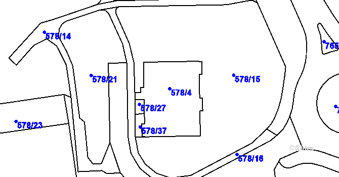 Parcela st. 578/4 v KÚ Prostějov, Katastrální mapa
