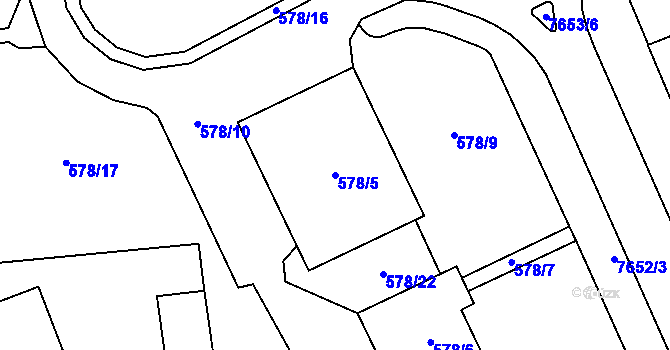 Parcela st. 578/5 v KÚ Prostějov, Katastrální mapa