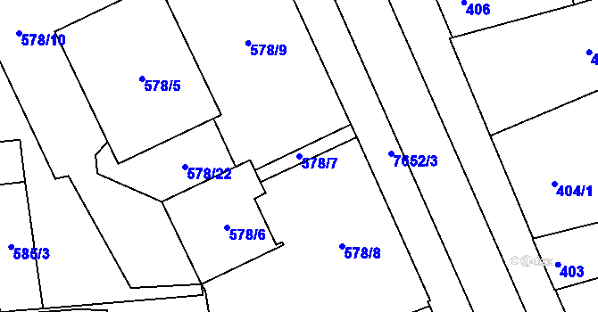 Parcela st. 578/7 v KÚ Prostějov, Katastrální mapa