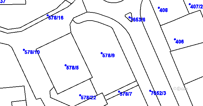 Parcela st. 578/9 v KÚ Prostějov, Katastrální mapa