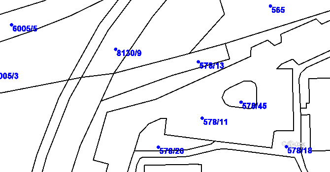 Parcela st. 578/12 v KÚ Prostějov, Katastrální mapa