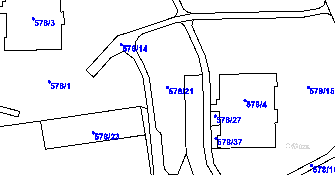 Parcela st. 578/21 v KÚ Prostějov, Katastrální mapa