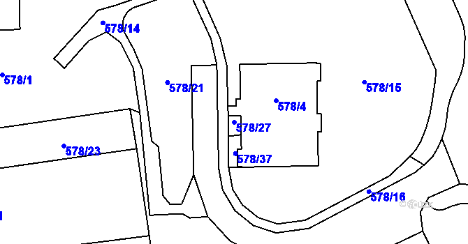 Parcela st. 578/27 v KÚ Prostějov, Katastrální mapa