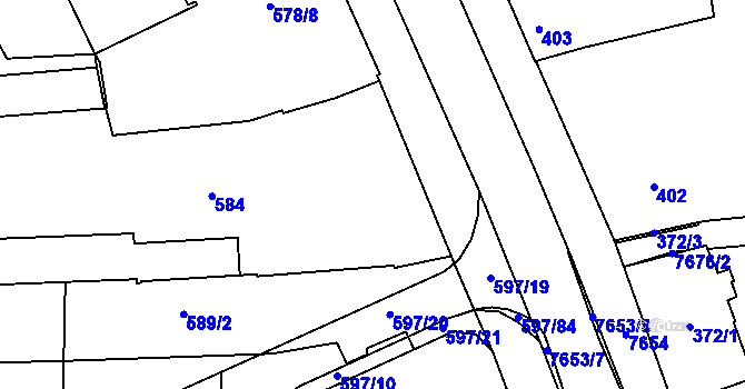 Parcela st. 584 v KÚ Prostějov, Katastrální mapa