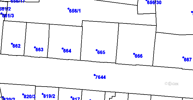Parcela st. 665 v KÚ Prostějov, Katastrální mapa