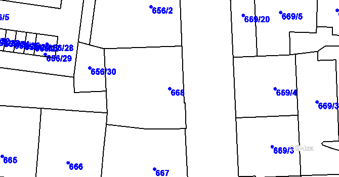 Parcela st. 668 v KÚ Prostějov, Katastrální mapa