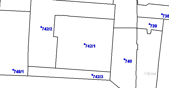 Parcela st. 742/1 v KÚ Prostějov, Katastrální mapa