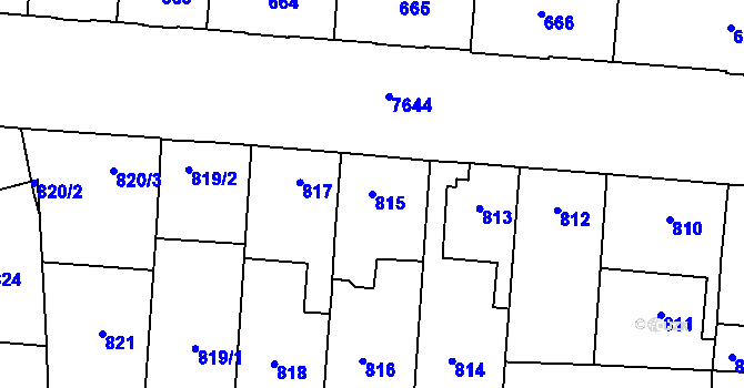 Parcela st. 815 v KÚ Prostějov, Katastrální mapa