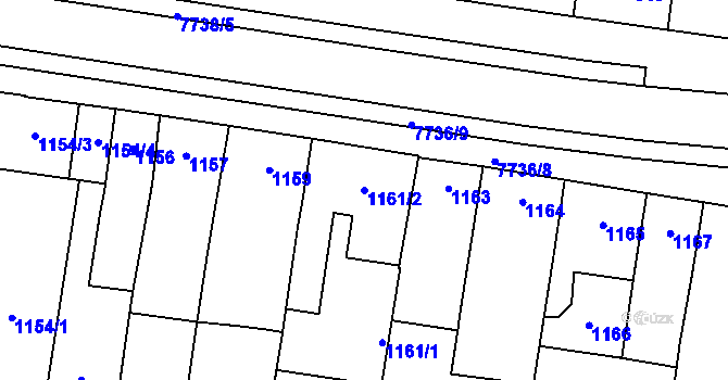 Parcela st. 1161/2 v KÚ Prostějov, Katastrální mapa