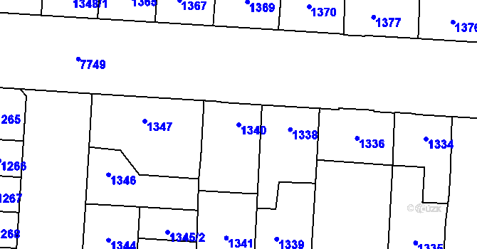 Parcela st. 1340 v KÚ Prostějov, Katastrální mapa