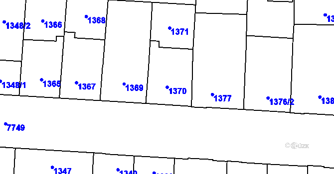 Parcela st. 1370 v KÚ Prostějov, Katastrální mapa