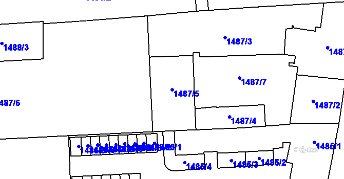 Parcela st. 1487/5 v KÚ Prostějov, Katastrální mapa