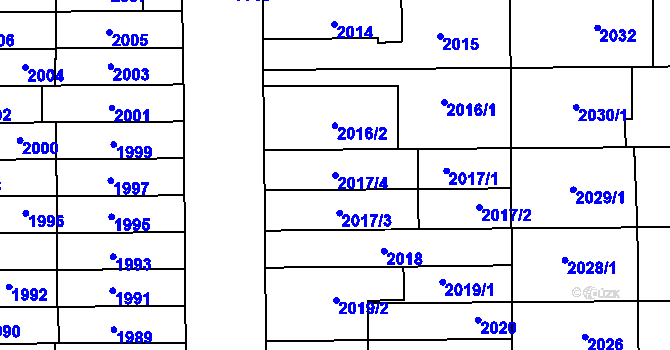 Parcela st. 2017/4 v KÚ Prostějov, Katastrální mapa