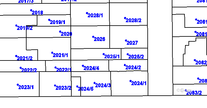 Parcela st. 2025/1 v KÚ Prostějov, Katastrální mapa