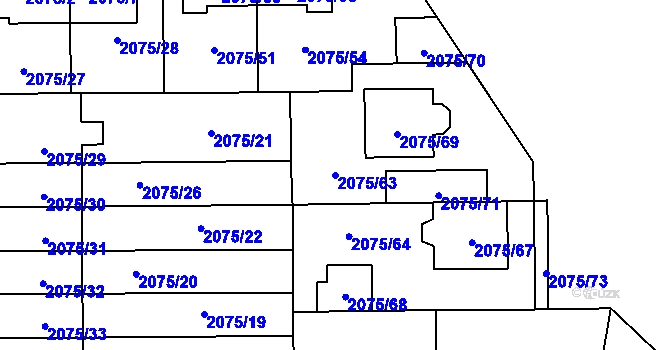 Parcela st. 2075/63 v KÚ Prostějov, Katastrální mapa