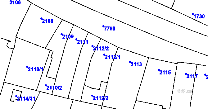 Parcela st. 2112/1 v KÚ Prostějov, Katastrální mapa