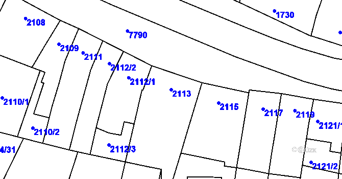Parcela st. 2113 v KÚ Prostějov, Katastrální mapa