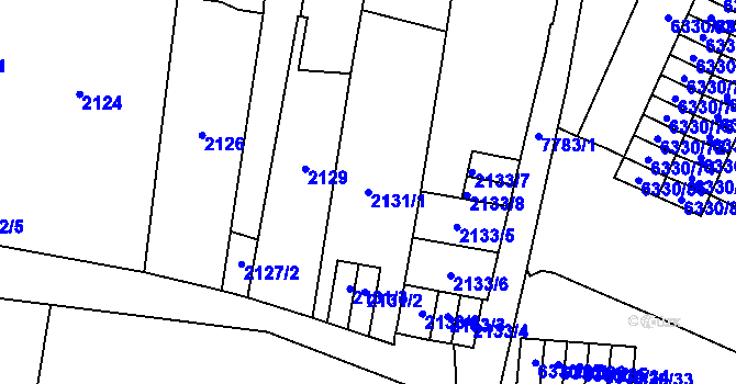 Parcela st. 2131/1 v KÚ Prostějov, Katastrální mapa