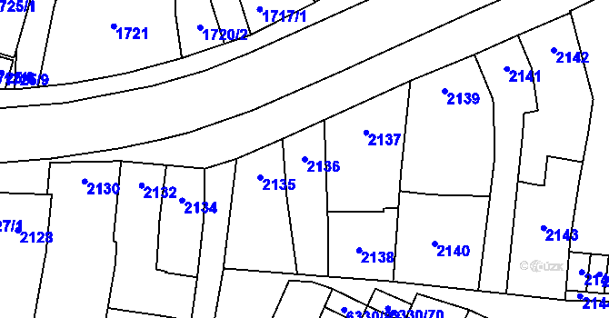 Parcela st. 2136 v KÚ Prostějov, Katastrální mapa