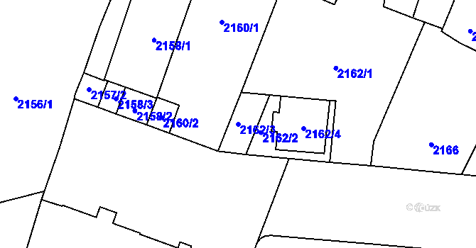 Parcela st. 2162/3 v KÚ Prostějov, Katastrální mapa