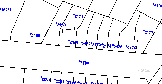 Parcela st. 2172 v KÚ Prostějov, Katastrální mapa