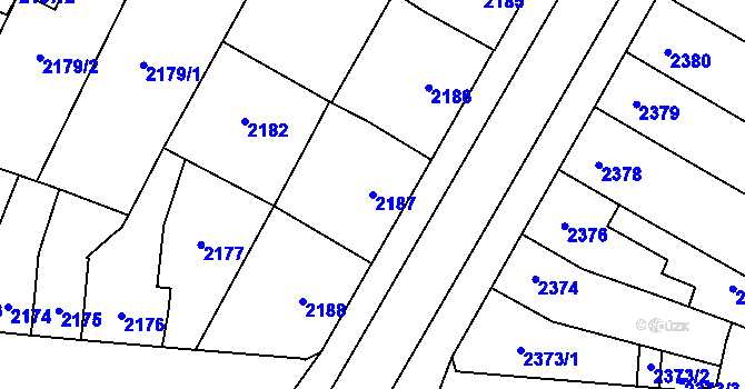 Parcela st. 2187 v KÚ Prostějov, Katastrální mapa
