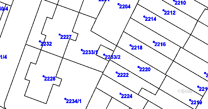 Parcela st. 2233/2 v KÚ Prostějov, Katastrální mapa
