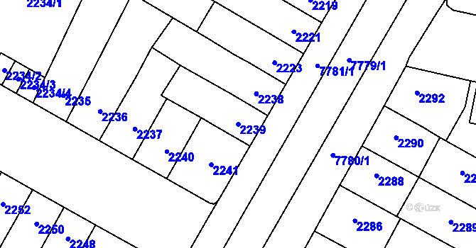 Parcela st. 2239 v KÚ Prostějov, Katastrální mapa