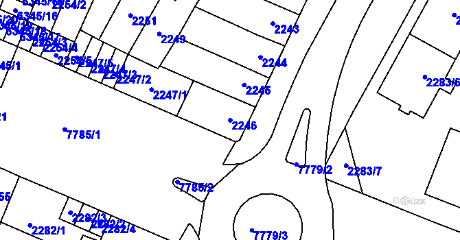 Parcela st. 2246 v KÚ Prostějov, Katastrální mapa