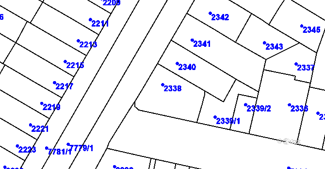 Parcela st. 2338 v KÚ Prostějov, Katastrální mapa