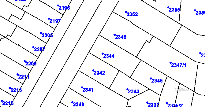 Parcela st. 2344 v KÚ Prostějov, Katastrální mapa