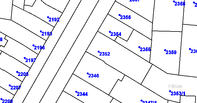 Parcela st. 2352 v KÚ Prostějov, Katastrální mapa