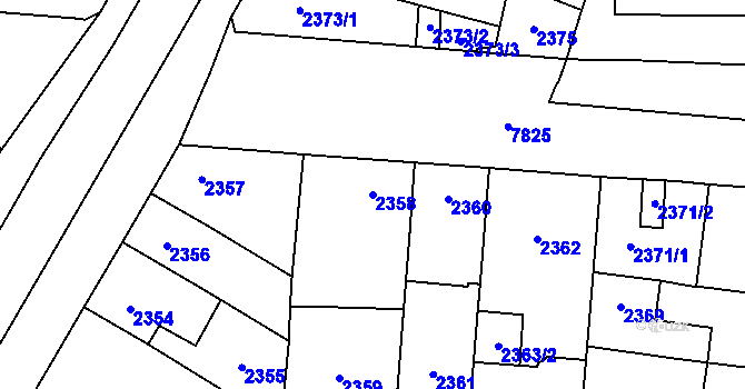 Parcela st. 2358 v KÚ Prostějov, Katastrální mapa