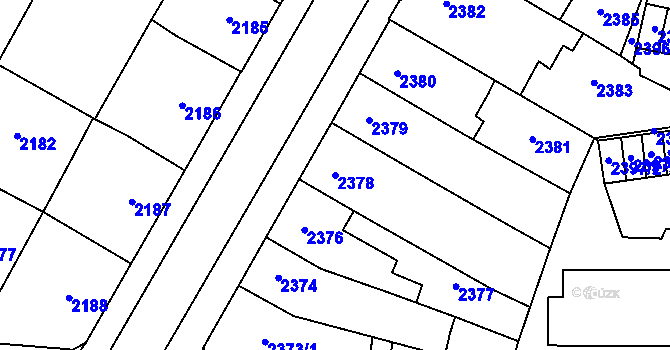 Parcela st. 2378 v KÚ Prostějov, Katastrální mapa