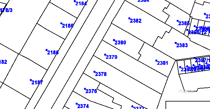 Parcela st. 2379 v KÚ Prostějov, Katastrální mapa
