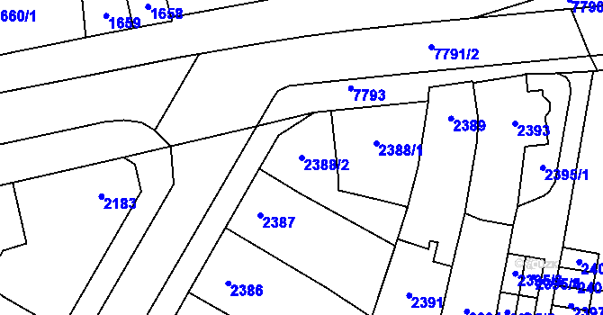 Parcela st. 2388/2 v KÚ Prostějov, Katastrální mapa