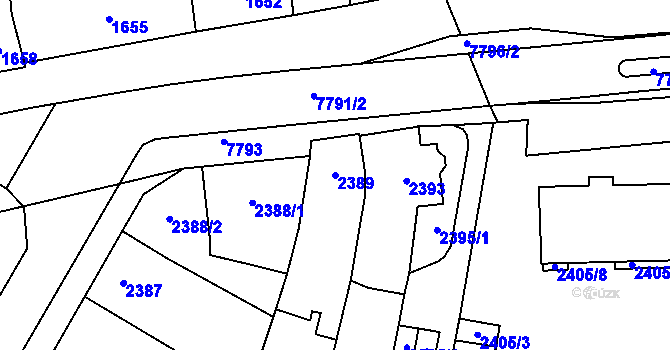 Parcela st. 2389 v KÚ Prostějov, Katastrální mapa