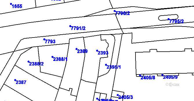 Parcela st. 2393 v KÚ Prostějov, Katastrální mapa
